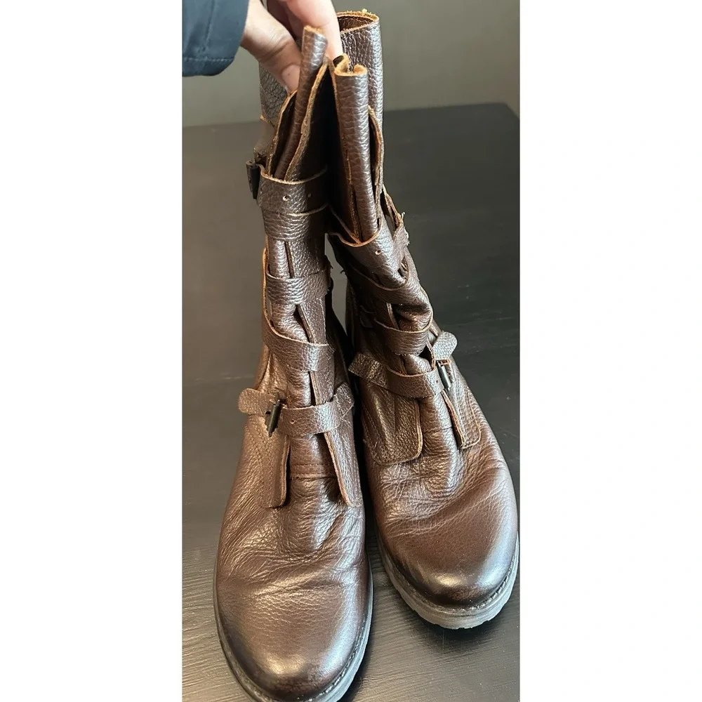 Steve Madden Banddit‎ Belted Biker Boots Brown Women's *Size 10